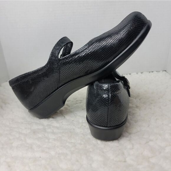 SAS Maria Comfort Womens Mary Jane Shoes Size 7.5 Black Snake Leather Print - Picture 5 of 10